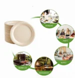 25-50Pack 9&7inch Heavy-Duty Disposable Paper Plates100% Compostable Bagasse Natural Biodegradable Eco-Friendly Sugarcane Plates - Image 3