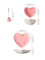 3pcs Strawberry Bowl Spoon Plate set beautiful girl heart bowl salad bowl dessert household tableware - Image 7