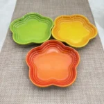 5.5inches Plum Blossom Small Plate French Cool Color Cake Dessert Dish Ceramic Tableware Pet Gradual Spike Bone Plate Tableware - Image 4