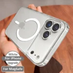 Original Transparent Phone Case For iPhone 16 17 15 14 13 Pro Max Plus Air 16e Clear For Magsafe Magnetic Wireless Cover funda
