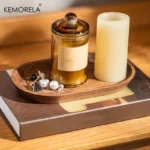 KEMORELA 1PCS Tableware Solid Wood Round Dessert Plate Japanese-style Wooden Tray Snack Plate Dried Fruit Plate Wooden Plate - Image 8