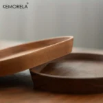KEMORELA 1PCS Tableware Solid Wood Round Dessert Plate Japanese-style Wooden Tray Snack Plate Dried Fruit Plate Wooden Plate - Image 5