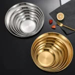 Stainless Steel Metal Round Dining Disc Bone Spitting Dish High Quality Shallow Tray Silver BBQ Disc Kitchen Plate Tableware - Image 2