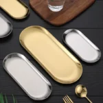 Stainless Steel Gold Dining Plate Dessert Plate Nut Fruit Cake Tray Snack Kitchen Plate Western Steak Kitchen Plate Dish Tray - Image 6