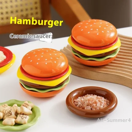 Stackable Hamburger Plate Set Burger 6 Layers Mini Dinner Plate High Value Bone Spit Plate Funny Sauce Containers Table Decor