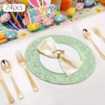 Plates Set Round Plates Reusable Plates Charger Plates 24 Packed Western Dim Sum Plates Silver Green Gold Black - Image 8