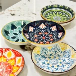 6pcs- Ceramic Bohemia Plate, Salad Plate, Appetizer, Serving Dried Fruit, Desserts And SaladsDishwasher Oven Microwave Safe