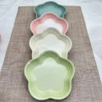 5.5inches Plum Blossom Small Plate French Cool Color Cake Dessert Dish Ceramic Tableware Pet Gradual Spike Bone Plate Tableware - Image 3