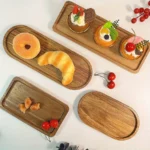 Modern minimalist wooden tray for dessert sushi drink kitchen restaurant coffee dessert shop serving tray jewelry storage plate - Image 2