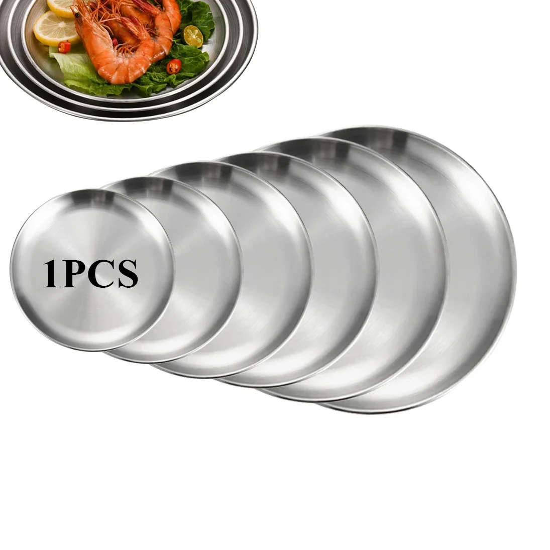 kf-S4f5ceb9119e84da99359954cd11814f5h Stainless Steel Metal Round Dining Disc Bone Spitting Dish High Quality Shallow Tray Silver BBQ Disc Kitchen Plate Tableware - Image 1