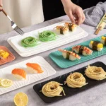 1/2 White Pp Tree Pattern Rectangular Sushi Plates, Dessert Snacks, Fruit Afternoon Tea and Western Food Plates, Home Cafe Restaurant Hotel Snack Plates, Outdoor Camping Barbecue Skewers Trays - Image 4