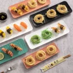 1/2 White Pp Tree Pattern Rectangular Sushi Plates, Dessert Snacks, Fruit Afternoon Tea and Western Food Plates, Home Cafe Restaurant Hotel Snack Plates, Outdoor Camping Barbecue Skewers Trays - Image 3