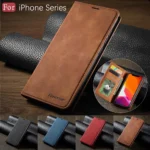 Leather Magnetic Flip Case For iPhone 16 15 14 17 Pro Max Air 16E 13 12 11 XS Max XR SE 8 7 Plus Wallet Card Solt Phone Cover