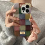 Cute Dopamine Color Block Match Plaid Clear Case For iPhone 17 16 15 14 13 12 11 Pro Max XS XR X 7 8 Plus Checkered Soft Cover - Image 2