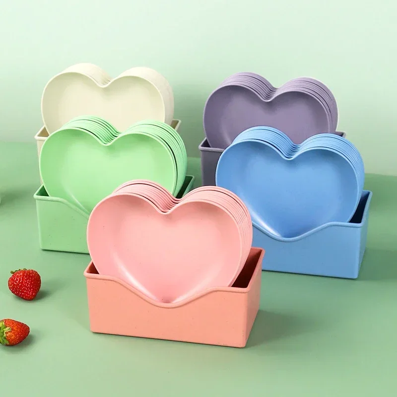 kf-S63c84d394fc64b958197ca394809b1b1c Set of 6pcs Heart-shaped Creative Plate Cake Plate With Tray Bone Dish Dried Fruit Snack Plate Candy Plate Container Snack Plate - Image 1