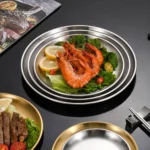 Stainless Steel Metal Round Dining Disc Bone Spitting Dish High Quality Shallow Tray Silver BBQ Disc Kitchen Plate Tableware - Image 8