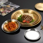 Stainless Steel Metal Round Dining Disc Bone Spitting Dish High Quality Shallow Tray Silver BBQ Disc Kitchen Plate Tableware - Image 6