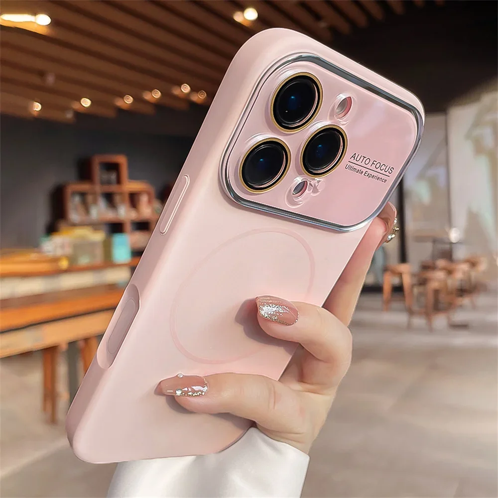 kf-S66eef01a492141a28bfff74c257fcff5U Advanced Liquid Phone Case For iPhone 17 16 14 15 Pro Max Magnetic Charging Glass Lens Protective Cover Silicone Couple Set - Image 1