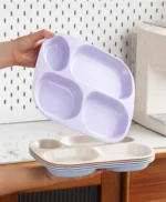 1pc 4 Grids Plastic Individual Plate,Reusable Healthy Diet And Weight Loss Divider Plate Ideal,for Home Camping Dorms Cafeterias - Image 6