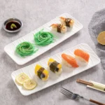 1/2 White Pp Tree Pattern Rectangular Sushi Plates, Dessert Snacks, Fruit Afternoon Tea and Western Food Plates, Home Cafe Restaurant Hotel Snack Plates, Outdoor Camping Barbecue Skewers Trays