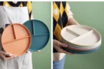 1pc Divided Breakfast Plate,3 Grids Round Plastic Individual Plate,Reusable Healthy Diet And Weight Loss Plate, Picnic Plate - Image 8
