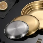 Stainless Steel Metal Round Dining Disc Bone Spitting Dish High Quality Shallow Tray Silver BBQ Disc Kitchen Plate Tableware - Image 3