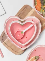 3pcs Strawberry Bowl Spoon Plate set beautiful girl heart bowl salad bowl dessert household tableware - Image 6