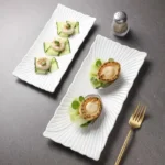 Pure white ceramic simple high-end long sushi plate rectangular dim sum plate western food - Image 2