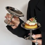 Stainless Steel Dessert Plate Cake Tray Ice Cream Cup Tall Cup High Tea Snack Pudding Fruit Dish Cute Plates Table Decoration - Image 2