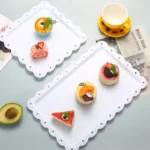 2 square/rectangular dessert plates PP material can be reused for hotel restaurant wedding birthday party - Image 2