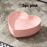 5pcs Love plate Home table bone spitting plate Snack plate Dessert plate Reusable plastic plate - Image 8