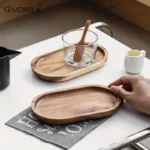 KEMORELA 1PCS Tableware Solid Wood Round Dessert Plate Japanese-style Wooden Tray Snack Plate Dried Fruit Plate Wooden Plate - Image 10