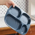 1pc 4 Grids Plastic Individual Plate,Reusable Healthy Diet And Weight Loss Divider Plate Ideal,for Home Camping Dorms Cafeterias - Image 3