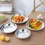 6-pcs Stainless Steel Round Plate，Camping Metal Dinner Plates，Reusable Serving Snack Eating Salad Dishes Non fragile plate - Image 4