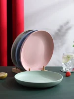 4Pcs Lightweight Wheat Straw Plates Unbreakable Reusable Dinner Dishes Plates Set Dishwasher & Microwave Safe - Image 5