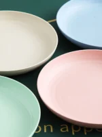 4Pcs Lightweight Wheat Straw Plates Unbreakable Reusable Dinner Dishes Plates Set Dishwasher & Microwave Safe - Image 4