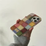 Cute Dopamine Color Block Match Plaid Clear Case For iPhone 17 16 15 14 13 12 11 Pro Max XS XR X 7 8 Plus Checkered Soft Cover - Image 5