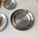 201 Stainless Steel Plate,Korean Barbecue Plate Snack Bone Bread Plate，Round Metal Cup Fruit Dessert Tray ，Kitchen Organizer - Image 8