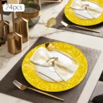 Plates Set Round Plates Reusable Plates Charger Plates 24 Packed Western Dim Sum Plates Silver Green Gold Black