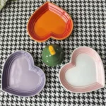Heart-shaped Ceramic Dishes,12cm Gradient Underglaze Color Simple Tableware,Dip Dish Desserts Snacks Plate Utensils for Kitchen