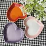 Heart-shaped Ceramic Dishes,12cm Gradient Underglaze Color Simple Tableware,Dip Dish Desserts Snacks Plate Utensils for Kitchen - Image 4