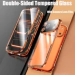 360 ° Full Protection Metal Magnetic Double-Sided Glass Snap Lock Phone Case For iPhone 17 Pro Max/17/Air/17 Pro Bumper Cover