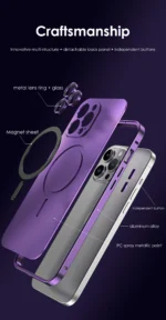 Metal Frame Phone Case For Iphone 17 12 14 15 16 13 Pro Max 16 15 Plus 17 Air Luxury Aluminum Magnetic PC Back Panel Phone Cover - Image 13