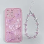 Pink Bow Pattern Silicone Phone Case For iPhone 16 17 Pro Max 15 14 13 12 11 Pro Max 16E X XS XR 7 8 Plus Butterfly Charm Cover - Image 3
