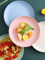 4Pcs Lightweight Wheat Straw Plates Unbreakable Reusable Dinner Dishes Plates Set Dishwasher & Microwave Safe - Image 2