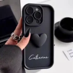 Cute INS Love Heart Personalized Name Case For iPhone 17 16 15 14 13 12 11 Pro Max 17 Air Luxury Soft Silicone Custom DIY Cover - Image 2