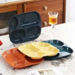 1pc 4 Grids Plastic Individual Plate,Reusable Healthy Diet And Weight Loss Divider Plate Ideal,for Home Camping Dorms Cafeterias