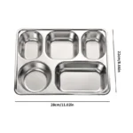 1 Piece Stainless Steel Partitioned Dinner Plate Lunch And Dinner Tray With 5 Compartments Student Lunch Box Returant Plates - Image 6