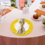 Plates Set Round Plates Reusable Plates Charger Plates 24 Packed Western Dim Sum Plates Silver Green Gold Black - Image 21