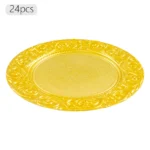 Plates Set Round Plates Reusable Plates Charger Plates 24 Packed Western Dim Sum Plates Silver Green Gold Black - Image 24